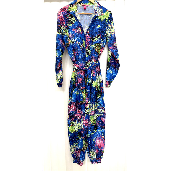 NWOT Victoria's Secret VS Mary Katrantzou Jumpsuit Floral Blue Long Slee… - Picture 8 of 8